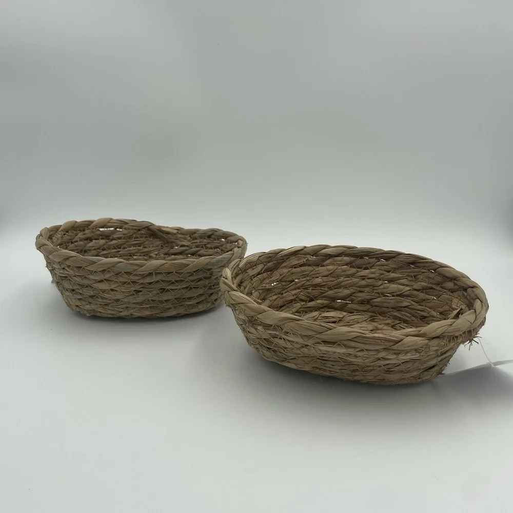 Small Catch All Trinket Baskets -Set Of‎ 2 Brown Woven Baskets- 6